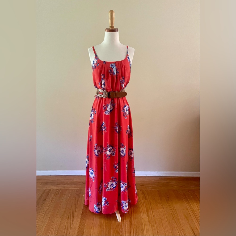 Beautiful Scarlet Maxi Long Dress Summer Floral Print by ROBBIE BEE